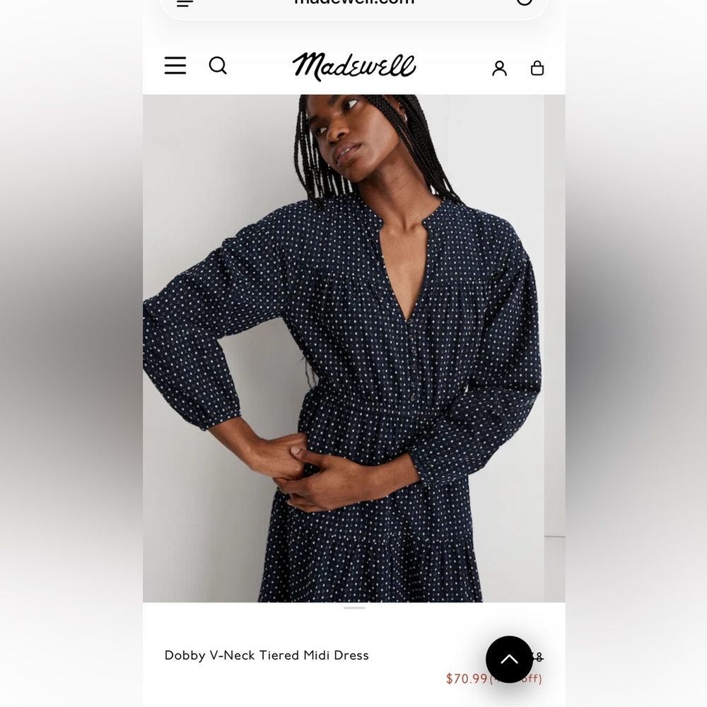 Madewell Dobby V Neck Midi Dress NWT